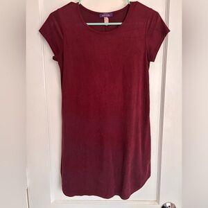 Burgundy Short Sleeve T Shirt Dress